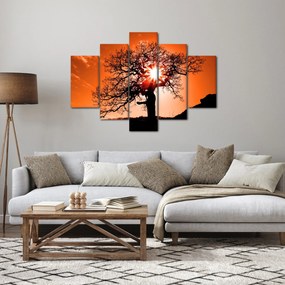 Obraz - Dub pri západe slnka (150x105 cm)