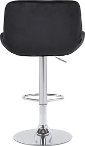 Barová stolička Solon - zamat, chróm rám - čierna