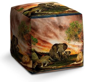 Taburet Cube zvieratá zo Sahary, farebná