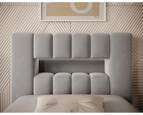 Sivá čalúnená jednolôžková posteľ s úložným priestorom s roštom 90x200 cm Lamica – ELTAP