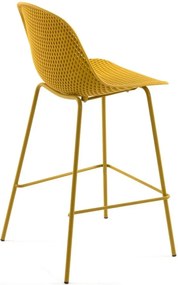 Okrovožltá kovová/plastová záhradná barová stolička Quinby – Kave Home