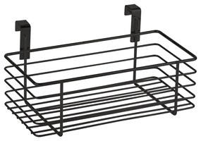 Čierny závesný kovový košík na kuchynské dvierka Wenko Slim, 24 x 15 cm