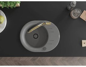 Mexen Kevin, granitový drez 586x458x190 mm, 1-komorový a biela batéria Duo, šedá, 6517-71-671701-57-B