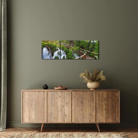 Obraz - Plitvické jazerá (s hodinami) (90x30 cm)