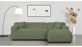 Zelená menčestrová rohová pohovka (pravý roh/s leňoškou) Martin – Ropez