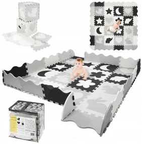 PENOVÉ VZDELÁVACIE PUZZLE 36 ks - XXL sivo / čierne