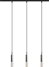 Moderný koľajnicový systém čierny s 3 závesnými svietidlami čierny s dymovým sklom 1-fázový - Slimline Loyce