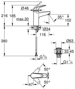 GROHE 24327001 - Umývadlová batéria SWIFT, veľkosť M, lesklý chróm