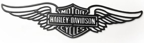 Veselá Stena Drevená nástenná dekorácia Harley Davidson krídla čierne