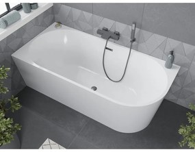 Mexen Mia, voľne stojaca rohová vaňa, lavá, 170 x 80 cm, biela, grafitový prepad, 52691708000L-66