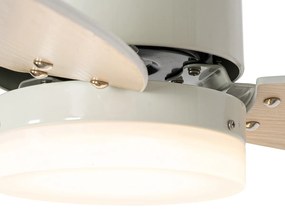 Vonkajší stropný ventilátor biely s potlačou dreva 91,3 cm vrátane LED stmievateľný s diaľkovým ovládaním IP44 - Toledo