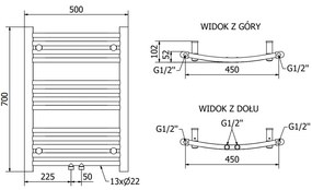 Mexen Ares, vykurovacie teleso 700x500 mm, 226 W, chrómová, W102-0700-500-00-01