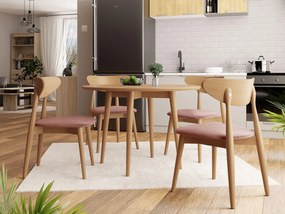 Okrúhly stôl Vidariko FI 100 so 6 stoličkami ST80 01, Dostupné poťahy: Magic Velvet 2258, farebné prevedenie stola v dreve: Prírodná, farebné prevedenie stoličky v dreve: Prírodná