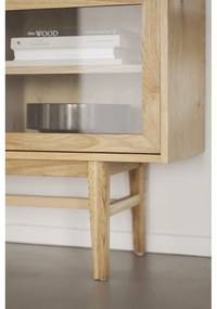 Vitrína v dekore duba s posuvnými dverami v prírodnej farbe 170x75 cm Hazelton – Rowico