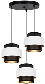 Luster na lanku NESS 3xE27/60W/230V pr. 45 cm čierna/biela