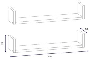 SADA 2x Nástenná polica IRIS 14,5x63 cm biela