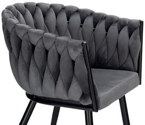 Jedálenská stolička COFTON zamatová, čierna / grafitová