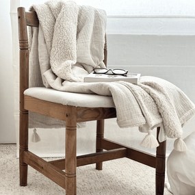 Obojstranný prehoz z mušelínu a ľanu béžová 100x135 cm