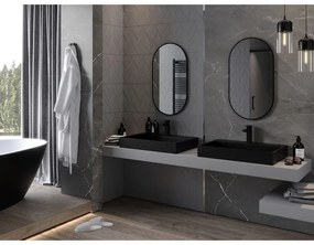 Mexen Loft, oválne kúpeľňové zrkadlo 80 x 45 cm, farba rámu čierna matná, 9851-080-045-000-70