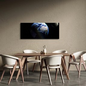 Obraz Zeme a Mesiaca (120x50 cm)