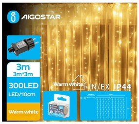 Aigostar - LED Vonkajšia vianočná reťaz 300xLED/8 funkcií 6x3m IP44 teplá biela
