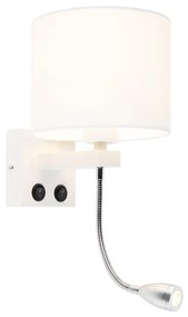 Moderná nástenná lampa biela s bielym tienidlom - Brescia
