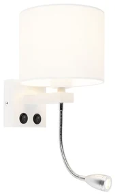 Moderná nástenná lampa biela s bielym tienidlom - Brescia
