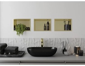 Mexen X-Wall-R, polička na zapustenie na obklad s golierom 30 x 20 cm, zlatá lesklá, 1950302010