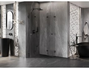 Mexen Lunar-F Duo, skladací sprchový kút 95 x 95 cm, 6mm číre sklo, grafitový profil, 836-095L-095P-95-00