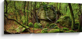 Obraz čarovného lesa (s hodinami) (90x30 cm)