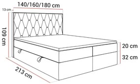 ČALÚNENÁ POSTEĽ S MATRACOM DAPHNE 140X200