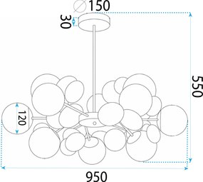 Toolight Toolight, stropné svietidlo 12xE27 APP1565-12, zlatá lesklá, OSW-06327