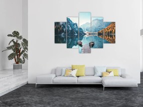 Obraz - Lode na jazere Braies (150x105 cm)