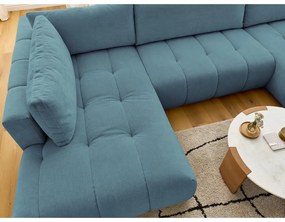 Modrá rozkladacia/s úložným priestorom rohová pohovka (ľavý roh/do tvaru "U") Fuji – Bobochic Paris