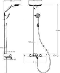 Mexen Blaze, sprchová sada s ručnou a dažďovou hlavicou, čierna-chrómová, 78109-71