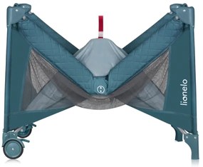 Lionelo - Cestovná postieľka FLOWER zeleno-tyrkysová