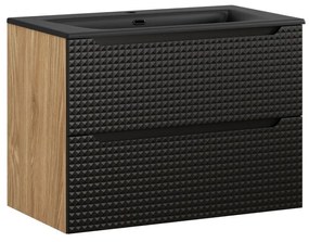 Závěsná skříňka Luxor Black I se zápustným umyvadlem 80 cm černá