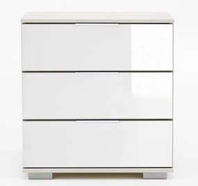 Nočný stolík Easy Plus, biely/biele sklo