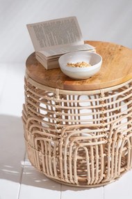 2ks prírodný ratanový odkladací stolík Ellen Rattan - 48*48*52 / 38*38*40 cm