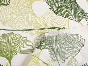 Biante Bavlnený záves Sandra SA-576 Zelené Ginkgo listy na bielom 150x140 cm