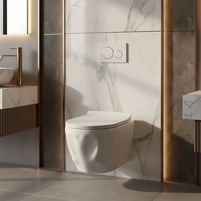 Závesná WC misa so SoftClose sedadlom REA Gustavo Rimless, biela lesk