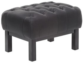 furniture-nabytek.cz - Masívny taburet Chesterfield Kingsfield z pravej kože, čierny – 61×46×43 cm