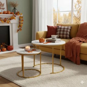 Sada 2 konferenčných stolíkov MILL biela FAT1459