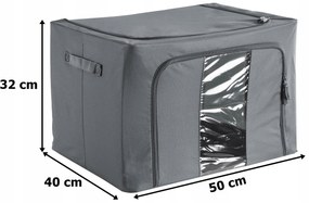 eCarla Textilný box na uskladnenie posteľnej bielizne a oblečenia, sivý LUFER 50x40x32