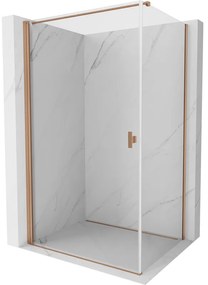 Mexen Mist-B, 1-krídlový výklopný sprchový kút 95 x 110 cm, číre sklo, medený matný profil, 8A2T-095-110-65-00