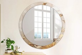 Okrúhle ozdobné zrkadlo Zlaté listy fi 100 cm
