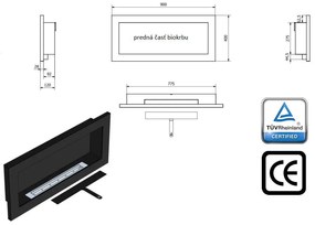 Závesný biokrb na stenu AIASA ČIERNY MAT 90x40x12