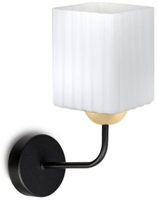 Nástenné svietidlo Riffle Square, 1x biele sklenené tienidlo, b/g