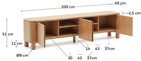 TV stolík v dekore jaseňa v prírodnej farbe 200x52x40 cm Salaya – Kave Home