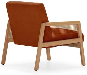 Menčestrové kreslo s výpletom v tehlovej farbe Debra – Marckeric